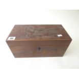 A 19th century mahogany rectangular shaped tea caddy with fitted interior