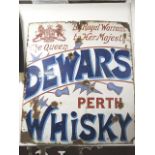 Circa 1890 an enamelled Dewar's Whisky advertising sign, 103cm x 92cm