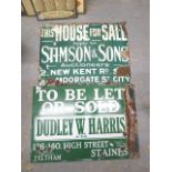 Two enamelled Estate Agent signs for London and Staines, 66cm x 46cm and 61.5cm x 45cm