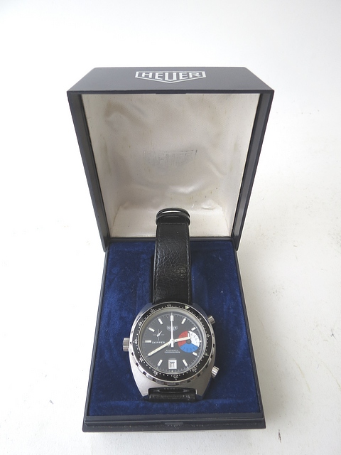 A rare Heuer Skipper Yachting chronograph automatic gents wrist watch circa 1978, diameter of