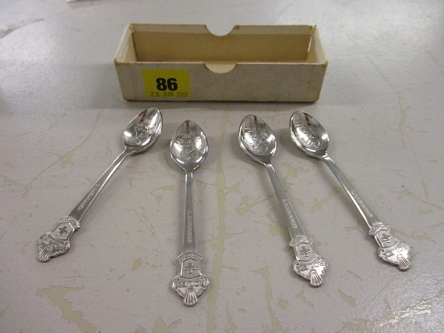 Four silver plated Rolex Bucher teaspoons