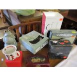 Boxed household items to include a Louisa Wattman claret jug and a pair of American Wilton wine