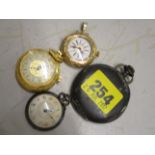 Four pocket watches to include a silver Ancre watch