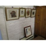 M Taunton - Four studies of dogs, watercolours, signed and dated 1933, largest 7 x 8 1/2, in gilt