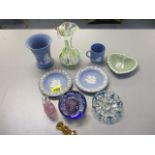 Wedgwood Jasperware and glassware to include a Caithness paperweight