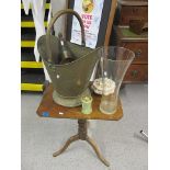 A mixed lot to include a coal bucket, an occasional table, a glass vase, onyx lighter and an Italian