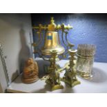 A mixed lot to include a ships bell, fly swat and other items