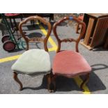 Two late Victorian and early 20th century bedroom chairs, each on cabriole legs