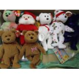 A small group of TY Beanie Babies