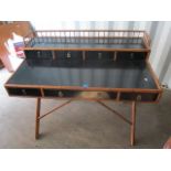 A bamboo and black lacquered desk, 36 1/2h x 43 3/4w