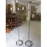 A pair of modern tall, wrought iron candelabras, 72 high