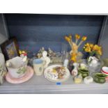 Capodimonte style figures, mixed ornaments and kitchenalia, together with a selection of cut glass