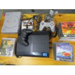 A Playstation 1 and 3 and various games