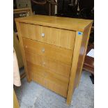 A modern light wood five drawer chest of drawers, 41 1/2 x 31 1/2