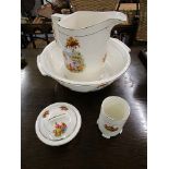 A Pountney & Co Dorland pattern wash set, comprising a wash bowl and jug, a soap dish and a