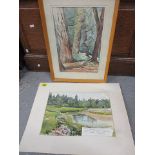 Horace Steggles - a rural scene and river scene, watercolours, signed, one framed (2)