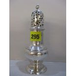 A Georgian silver pierced sugar shaker with acorn knop, 6 3/4 h, 230 grams