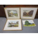 Horace Steggles - four rural and river scenes, watercolours, signed, framed and unframed