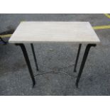 A modern wrought steel and marble topped side table, 28 1/4 h x 23 3/4w