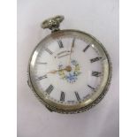 An early 20th century silver fob watch, the dial marked E Harris & Co, Liverpool