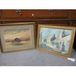 Pictures to include Edward Barnard, a Norfolk scene with a building and windmill, watercolour and