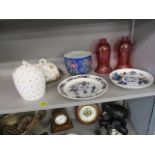 19th century and later ceramics and glassware to include a Japanese Imari dish, 9 1/2 dia, a plant