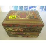 A vintage metal and painted musical jewellery box, 5 1/2 h