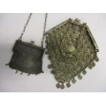 Two chain link purses to include an Oriental silver plated one, the other 925 silver hallmarked