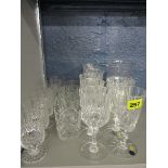 A pair of 20th century JJ lead crystal wine glasses, two water jugs, and a quantity of cut glass