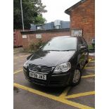 A black Volkswagen Polo 1.2, 5-door petrol car, mileage 30,739 miles. Reg. no RF09 JWZ, no MOT or