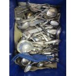 Silver plated cutlery and flatware to include serving spoons, part sets and other items