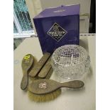 An early 20th century dressing table set, together with a boxed Edinburgh Crystal flower bowl