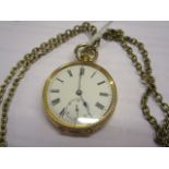 An 18ct gold cased ladies fob watch, the movement marked DF & C with a cylinder escapement on a