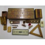 A group of Victorian games to include mainly cribbage boards and folding boxes, an inlaid Bezique