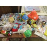 A large collection 1970s and 1980s smurfs to include Schleich smurfs, badges and accessories