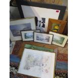 A mixed lot of prints to include three John Corcoran prints depicting rural scenes, framed and