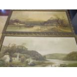 A pair of shoreline and cottage scene prints