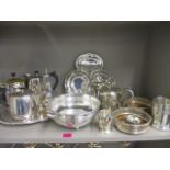 Silver plated teapots, sugar sifter, entree dish and other silver plated tableware