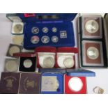Commemorative, proof and coins sets to include a Turks and Caicos 50 crown and 20 crown