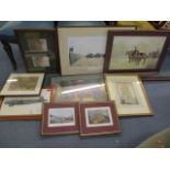 A mixed lot of prints to include an RAF picture depicting a WR960 aeroplane with the squadrons