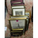 A large quantity of assorted framed and glazed prints to include Chinese embroideries and a 1930s