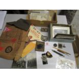 A mixed lot of photographs, postcards to include WW1 silk embroidered cards, ephemera, photograph