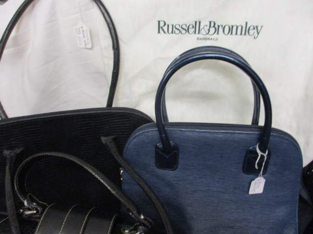 Seven ladies handbags to include a Russell & Bromley snakeskin effect leather handbag, black, with - Image 2 of 2