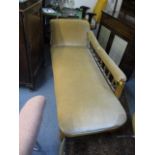 A Victorian stained beech framed chaise longue, 65 l