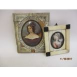 Two oval framed miniatures depicting females A/F