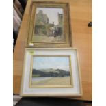 Mid 20th century British School - a landscape oil on board, 8 x 10, framed; and Dennings - a