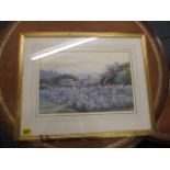 Angnes Turner - 'The Rose Garden' watercolour, signed 9 1/4 x 14, framed and glazed