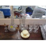 China and glass to include two etched glass decanters