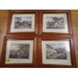 Sporting Pursuits - a group of four hunting prints in, 8 2/8 x 10 in maple frames