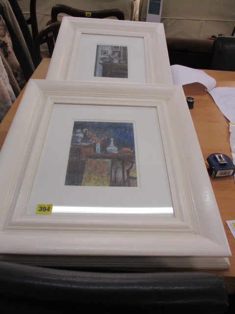 Early British School - a pair of still life scenes, watercolour and pen, the largest 8 x 6, framed